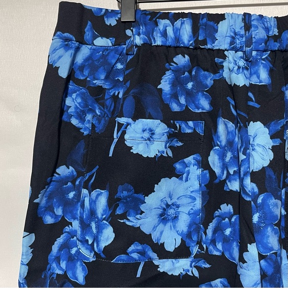 New Area Stars Floral Print Work Pants Trousers Hannah Black Blue Size XL - Picture 9 of 16